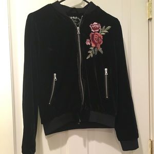 Velvet Floral Bomber Jacket